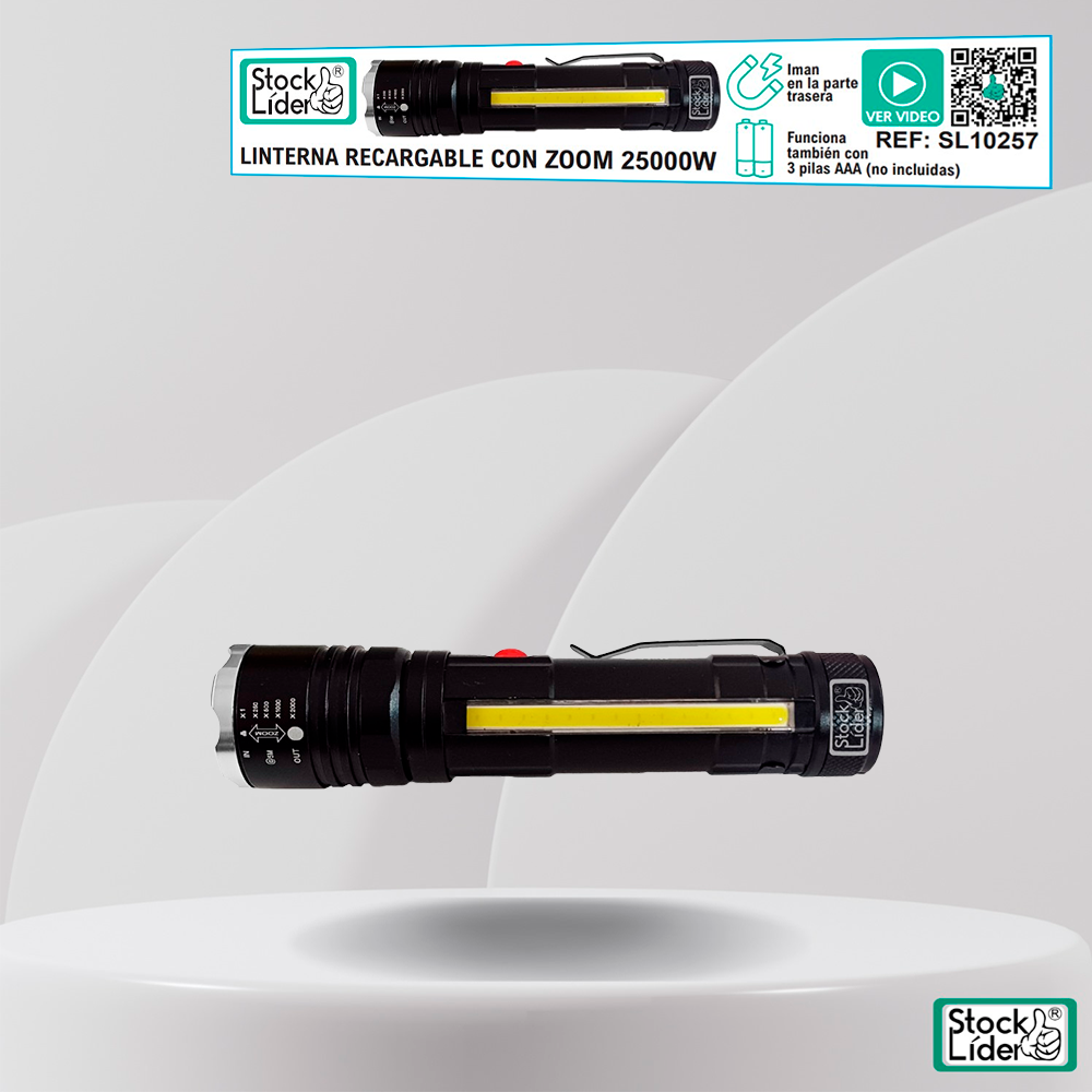Linterna recargable con zoom 25000W - Producto de alta calidad para tu hogar