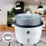 Olla eléctrica para arroz con vaporera tapa de cristal Prepara arroz y verduras con delicadeza Capacidad 1,5L - Producto de alta calidad para tu hogar