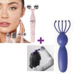 Pack Rodillo Masajeador Facial 3 en 1 & MASAJEADOR CAPILAR RASTRILLO - Producto de alta calidad para tu hogar