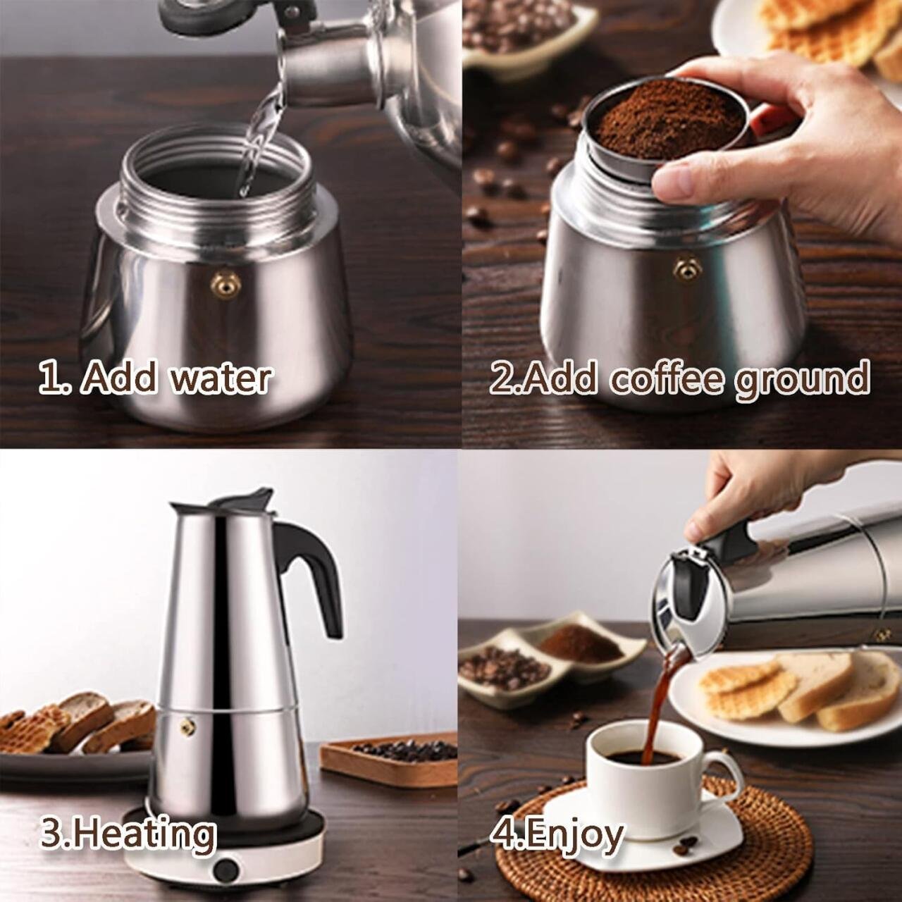 Cafetera Italiana De Acero Inoxidable 12 Tazas Inducción - Producto de alta calidad para tu hogar - Imagen 3