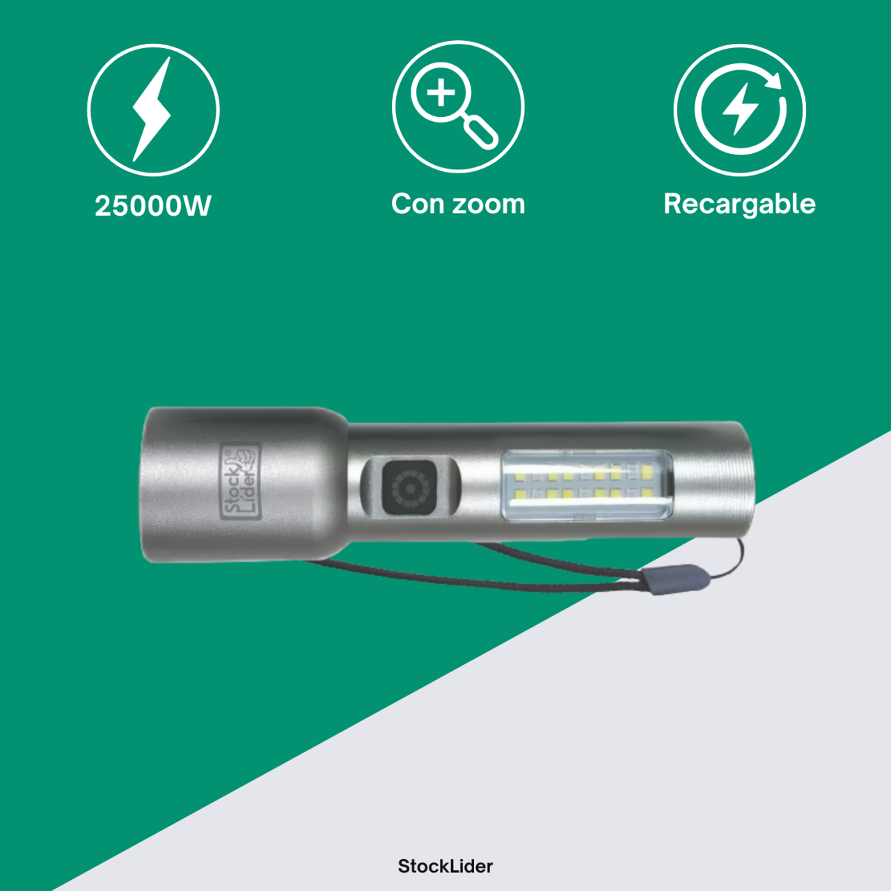 Linterna recargable con zoom 25000W - Producto de alta calidad para tu hogar - Imagen 2