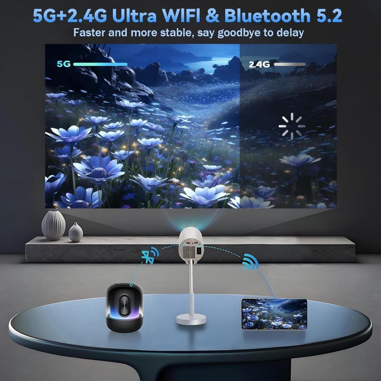 Proyector Inteligente Inalámbrico WiFi + Bluetooth con Cabezal Ajustable 90° ???? - Producto de alta calidad para tu hogar - Imagen 3