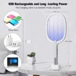 MATAMOSCAS Y LÁMPARA DE MOSQUITOS RECARGABLE 2 EN 1 CON SOPORTE - Producto de alta calidad para tu hogar