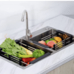 ESTANTERÍA DE COCINA RETRÁCTIL PARA FREGADERO  ORGANIZA Y GANA ESPACIO INTELIGENTEMENTE - Producto de alta calidad para tu hogar