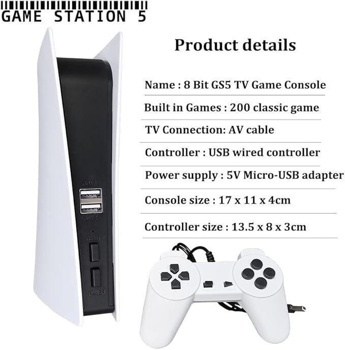 Consola GS5 Retro de Juegos 200 Juegos Preinstalados, Compatible con TV y Soporte para Dos Jugadores - Producto de alta calidad para tu hogar - Imagen 2