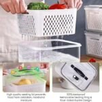 Set 4 Recipiente de Almacenamiento Fresco con Colador y Tapa Hermética Cocina - Conservación Prolongada de Alimentos - Producto de alta calidad para tu hogar